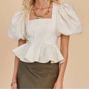 Hunter Bell Cream Puff Sleeve Top